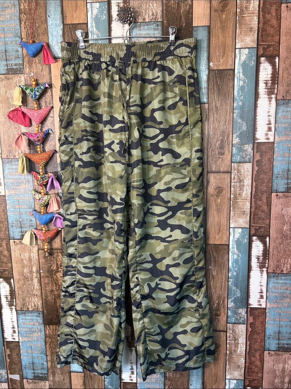 Camouflage Wide-Leg track Joggers - Green Camo